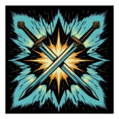 Crossed Fantasy Arrows with Glowing Energy – Dynam Perfect Poster (Voorkant)