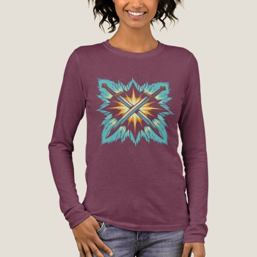 Crossed Fantasy Arrows with Glowing Energy – Dynam Tri-Blend Shirt (Voorkant)