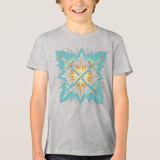 Crossed Fantasy Arrows with Glowing Energy – Dynam Tri-Blend Shirt (Voorkant)