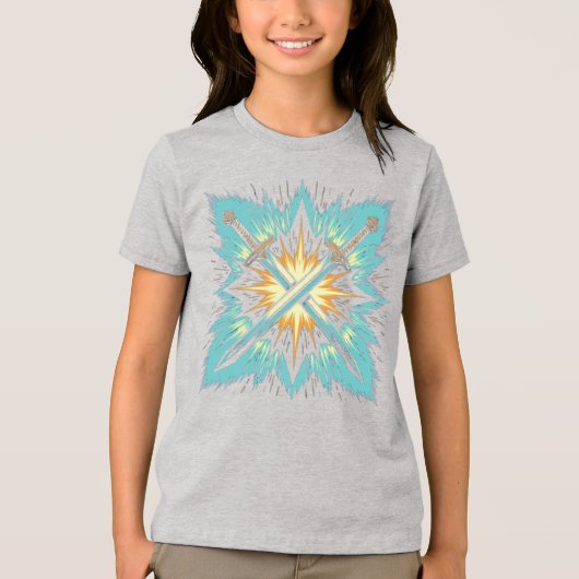 Crossed Fantasy Arrows with Glowing Energy – Dynam Tri-Blend Shirt (Voorkant)