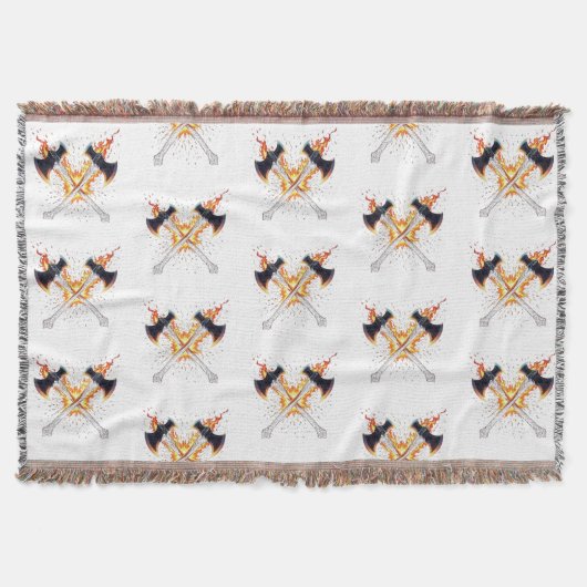 Crossed Fantasy Axes with Fiery Energy – Powerful  Deken (Voorkant)