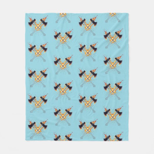 Crossed Fantasy Axes with Fiery Energy – Powerful  Fleece Deken (Voorkant)