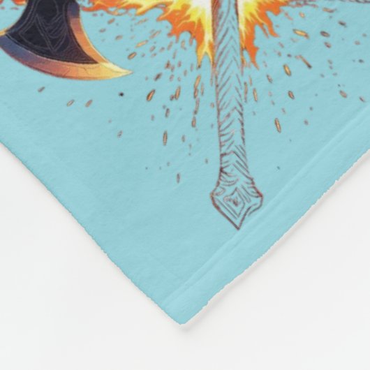 Crossed Fantasy Axes with Fiery Energy – Powerful  Fleece Deken (Hoek)