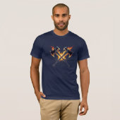 Crossed Fantasy Axes with Fiery Energy – Powerful  T-shirt (Voorkant volledig)