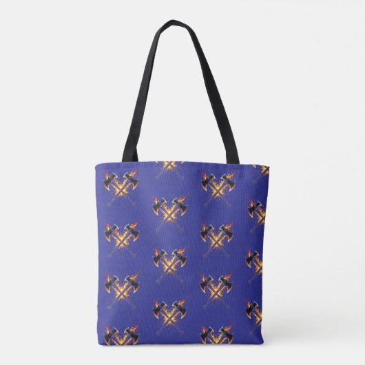 Crossed Fantasy Axes with Fiery Energy – Powerful  Tote Bag (Achterkant)