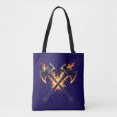 Crossed Fantasy Axes with Fiery Energy – Powerful  Tote Bag (Voorkant)