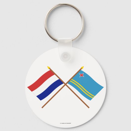 Crossed flags of Holland and Aruba Sleutelhanger (Voorkant)