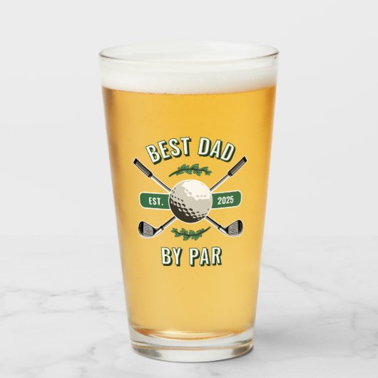 Crossed Golf Clubs & Ball Best Dad beroemd gemaakt Glas (Voorkant gevuld)
