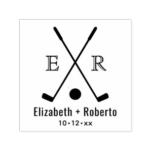 Crossed Golf Clubs Koppel 2 Initiaal Monogram Zelfinktende Stempel