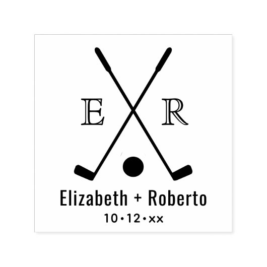 Crossed Golf Clubs Koppel 2 Initiaal Monogram Zelfinktende Stempel (Design)