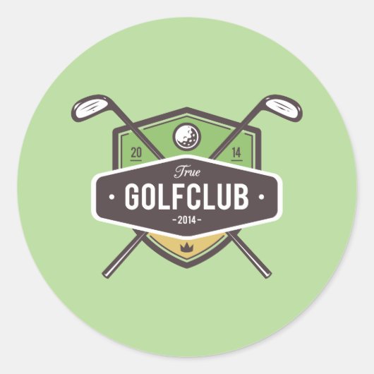 Crossed Golf Clubs met Schild Ronde Sticker (Voorkant)