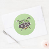 Crossed Golf Clubs met Schild Ronde Sticker (Envelop)