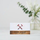 Crossed Hammers | Textielwand en hout Visitekaartje (Staand voorkant)