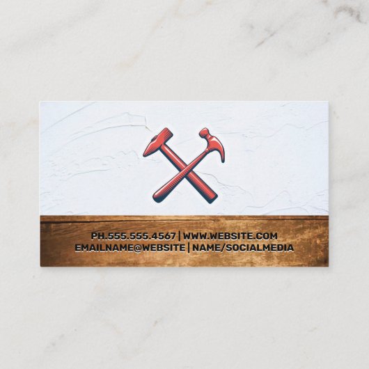 Crossed Hammers | Textielwand en hout Visitekaartje (Achterkant)