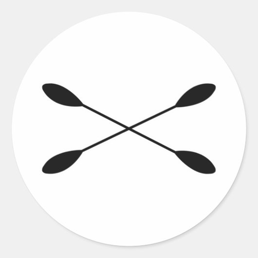 Crossed Kayak Paddles Logo Ronde Sticker (Voorkant)