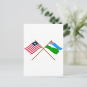 Crossed Liberia en Grand Gedeh County Flags Briefkaart (Staand voorkant)