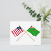 Crossed Liberia en Lofa County Flags Briefkaart (Staand voorkant)