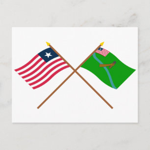 Crossed Liberia en Lofa County Flags Briefkaart