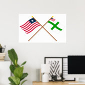 Crossed Liberia en Sinoe County Flags Poster (Thuiskantoor)