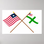 Crossed Liberia en Sinoe County Flags Poster (Voorkant)