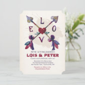 Crossed Love Arrows-uitnodiging Kaart (Staand voorkant)