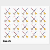 Crossed Mop & Broom Vierkante Sticker (Vel)