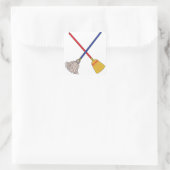Crossed Mop & Broom Vierkante Sticker (Tas)