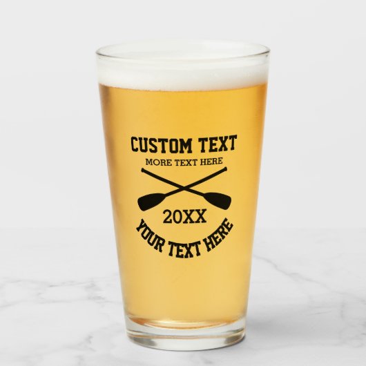 Crossed Oars logo custom bierglas cadeau Glas (Voorkant gevuld)