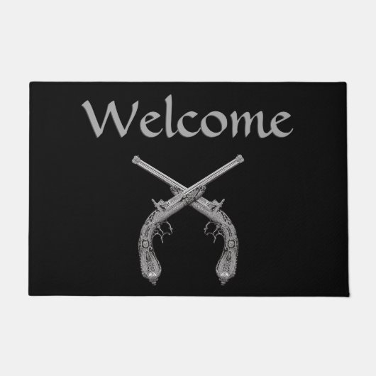 Crossed Pistol Welkom Doormat Deurmat (Voorkant)