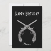 Crossed Pistols Black Birthday Party Invitation Kaart (Voorkant)