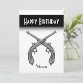 Crossed Pistols White Birthday Party Invitation Kaart (Staand voorkant)