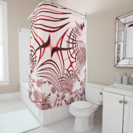 Crossed red curved sports on light background douchegordijn