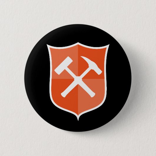 Crossed Rock Hammer Shield Ronde Button 5,7 Cm (Voorkant)