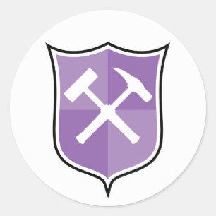 Crossed Rock Hammer Shield Ronde Sticker