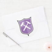 Crossed Rock Hammer Shield Ronde Sticker (Envelop)