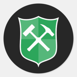 Crossed Rock Hammer Shield Ronde Sticker