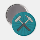 Crossed Rock Hammers met Sunburst Magneet (Voorkant / Achterkant)