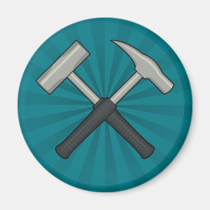 Crossed Rock Hammers met Sunburst Magneet