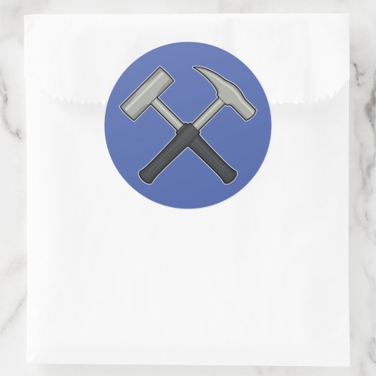 Crossed Rock Hammers Ronde Sticker (Tas)
