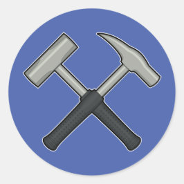 Crossed Rock Hammers Ronde Sticker