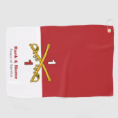 Crossed Sabres Cavalerie Golf Handdoek - Rood & Wi (Horizontaal)