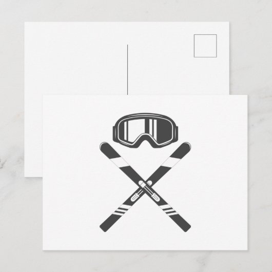 Crossed Ski Briefkaart (Voorkant / Achterkant)