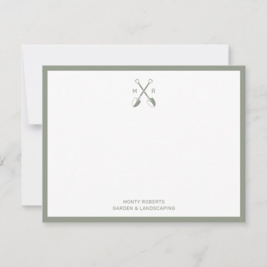 Crossed Spades Logo met Monogram Mannen Note Kaart Notitiekaartje (Voorkant)