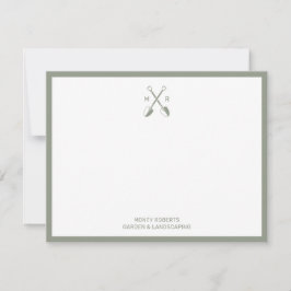 Crossed Spades Logo met Monogram Mannen Note Kaart Notitiekaartje