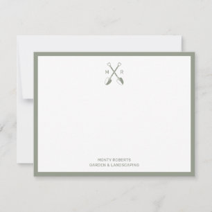 Crossed Spades Logo met Monogram Mannen Note Kaart Notitiekaartje