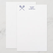 Crossed Squash Racquets Blue Briefpapier (Voorkant / Achterkant)