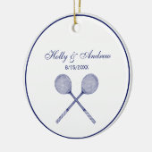 Crossed Squash Racquets Blue Keramisch Ornament (Links)