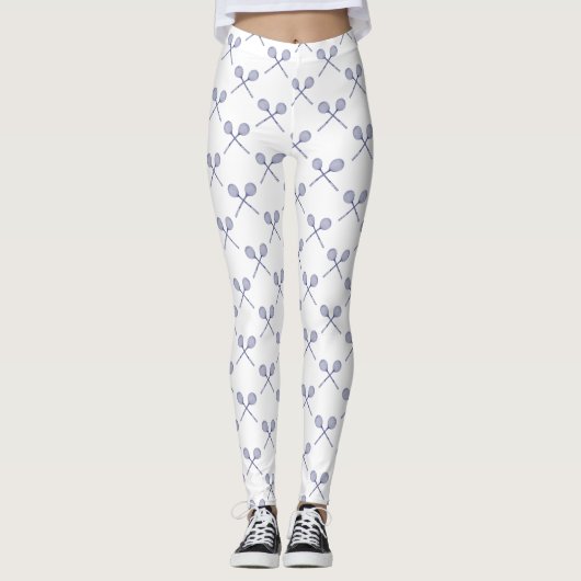 Crossed Squash Racquets Blue Leggings (Voorkant)