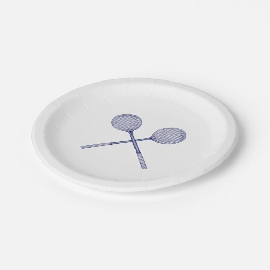 Crossed Squash Racquets Blue Papieren Bordje (Gekanteld)