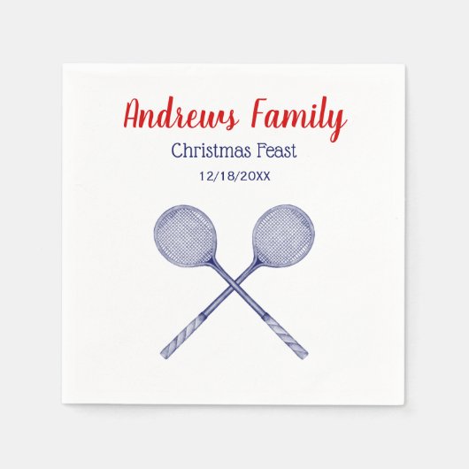 Crossed Squash Racquets Blue Servet (Voorkant)